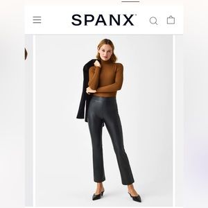 NWT SPANX Medium Leather Like Cropped Kick Flare Pant